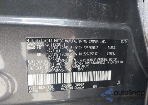 2024 Toyota Rav4 Hybrid Xle из США, поврежденный, VIN 2T3RWRFV9RW246597